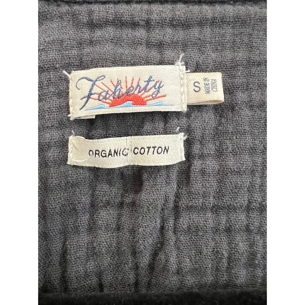 Faherty Nolita Dream Organic Cotton Gauze Shirtdress Grey Short Sleeve Midi Sz S - Picture 4 of 6